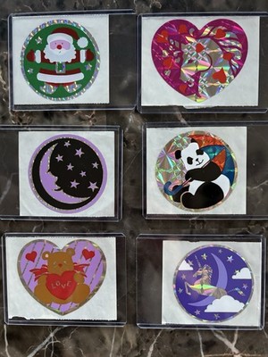 Set Of (6) Circle Prism Stickers Vintage 1980s
