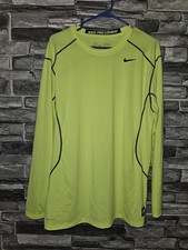 Nike Pro Combat Men’s Dri-Fit Long Sleeve Fitted Running Shirt Neon Yellow Sz XL