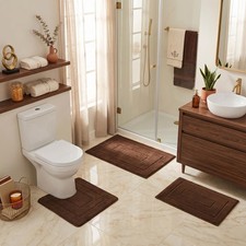 GRANNY SAYS Brown Bathroom Rugs Set 3 Piece Microfiber Bath Mats