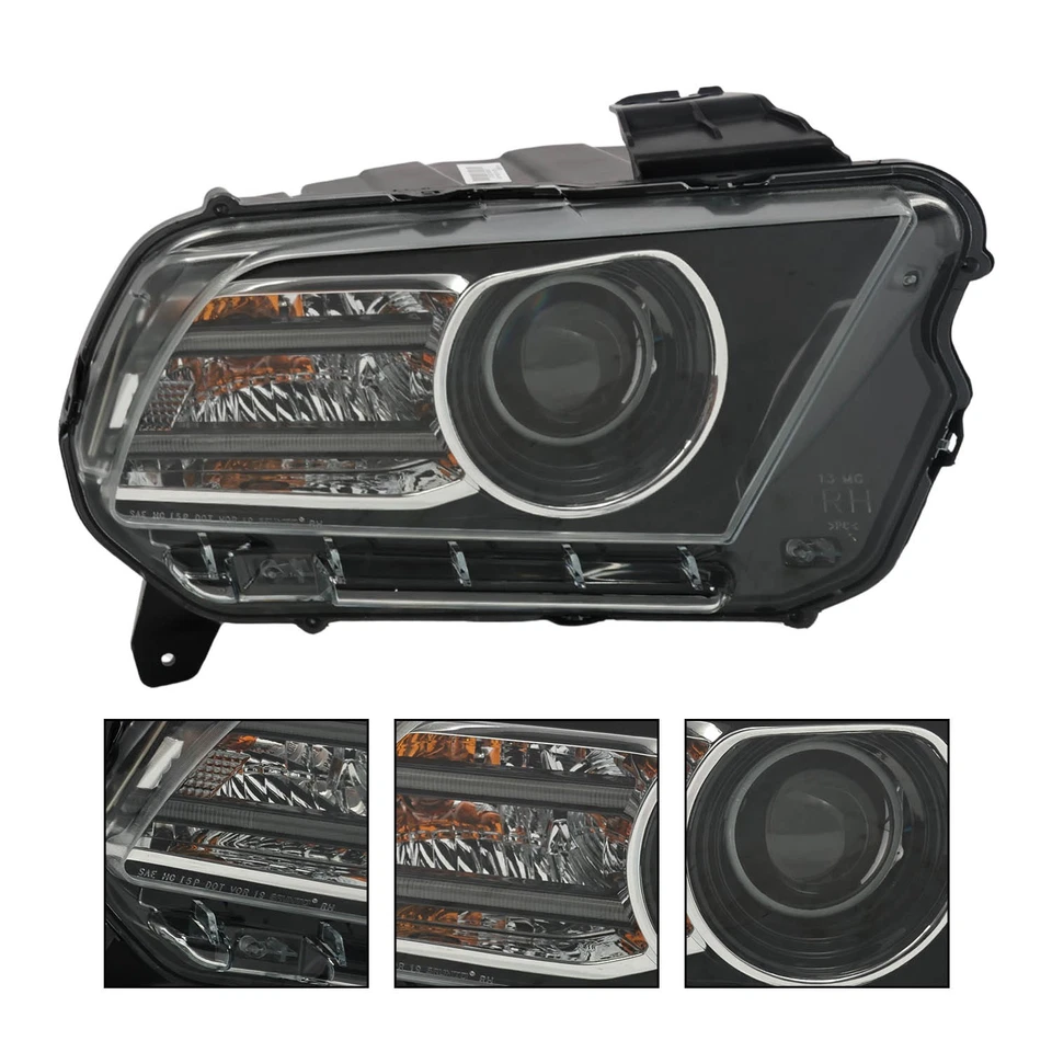 Faro para proyector Ford Mustang 2013-2014 negro con par LED DRL HID/Xenón Foto 3 de 4