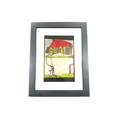 Vintage F. Hundertwasser  House In The Snow Silver Shower  Foil Litho Postcard