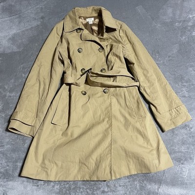 J Crew Trench Coat Womens 12P Petite Beige Tan Khaki Long Belted Academia Preppy