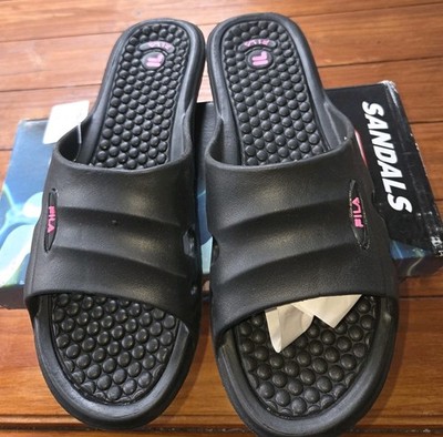 Fila Malibu Sandals Size 11 Black And  Pink New