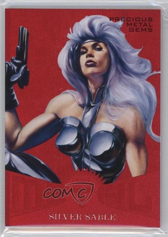 2017 Fleer Ultra Marvel Spider-Man Metal PMG Red 36/99 Silver Sable #MM34 5za