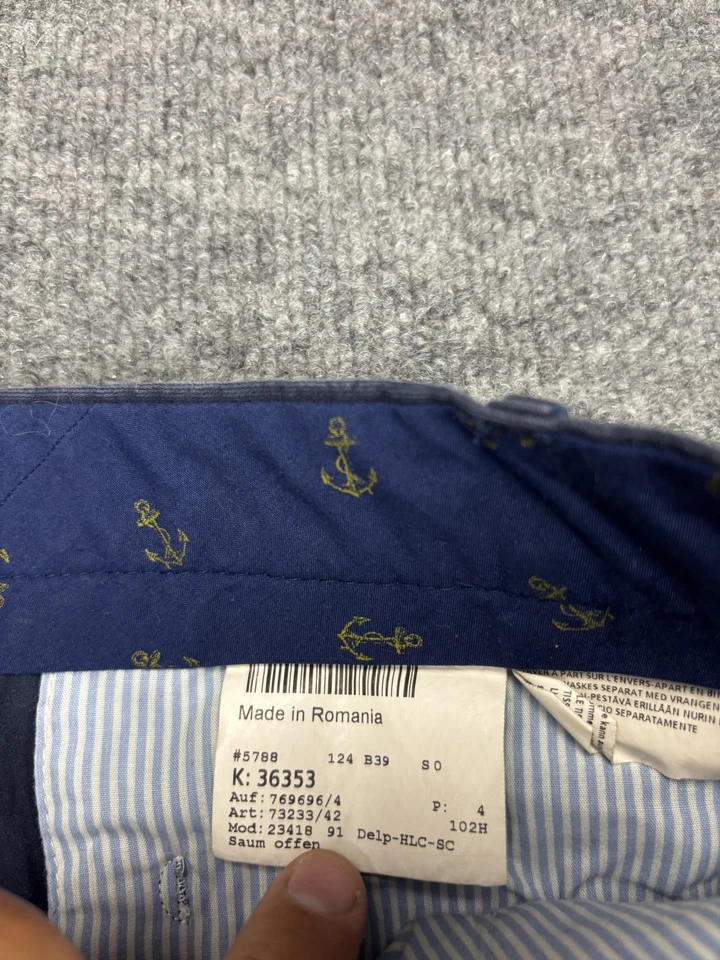 Hiltl Pants Mens 39x35 Navy Blue Contemporary Flat Front Dress Slacks Romania - Image 2 of 4