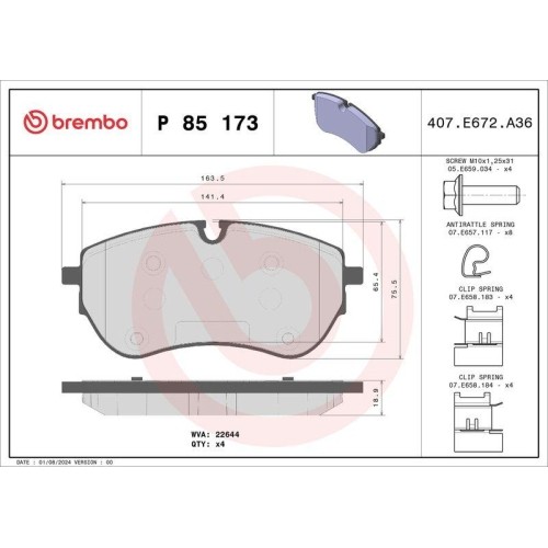 Plaquettes de frein Brembo P85173 résout les sifflements sur VW