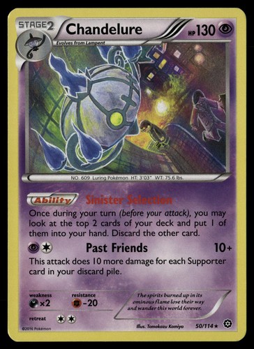 Chandelure 50/114 Holo Rare Steam Siege Pokemon Near Mint