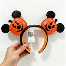 Disney Parks Halloween Mickey Mouse Ears Pumpkin Jack-o'-Lantern Headband Gift