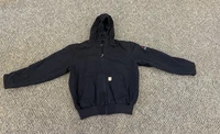 Carhartt J130-M Duck Canvas Insulated Active Hooded Jacket Black Large Loose Fit