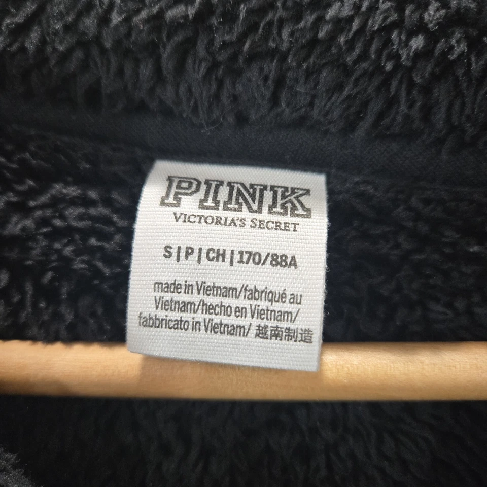 Pink by Victoria Secret Womens Small Black Hooded Fleece Sherpa Jacket - Image 4 of 4