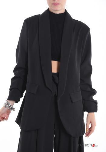 MADE IN ITALY schöner gefütterter Blazer geraffte Ärmel Gr. S M L XL bis 42 NEU - Bild 10 von 23