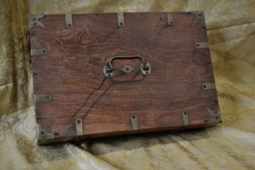Antique Rosewood Lap Desk Writing Box 35.6 X 23.8 X 9.5 Sectioned Letter travel - Picture 20 of 20
