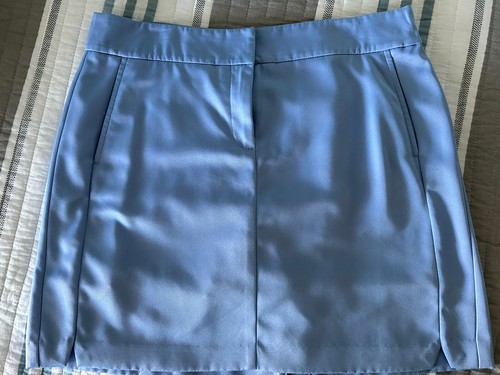 IZOD Golf Damen hellblau vorne Reißverschluss Schrägstrich Taschenrock Skort Größe 8