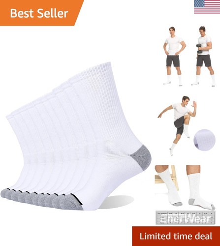 10 Pair Unisex Cotton Moisture-Wicking Cushion Crew Socks for All-Day Comfort