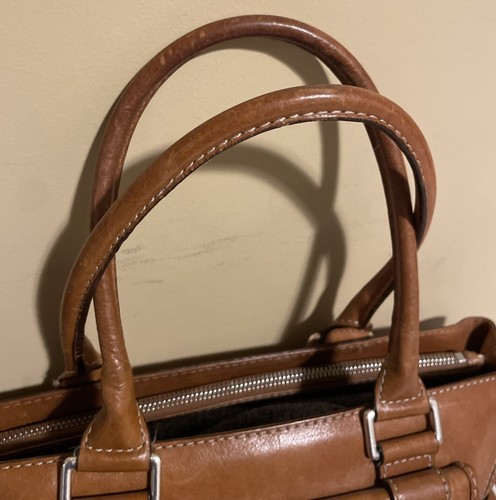 Vtg Michael Kors Tan Leather Satchel Handbag Purse Buckle Tote Shoulder Bag - Picture 4 of 13