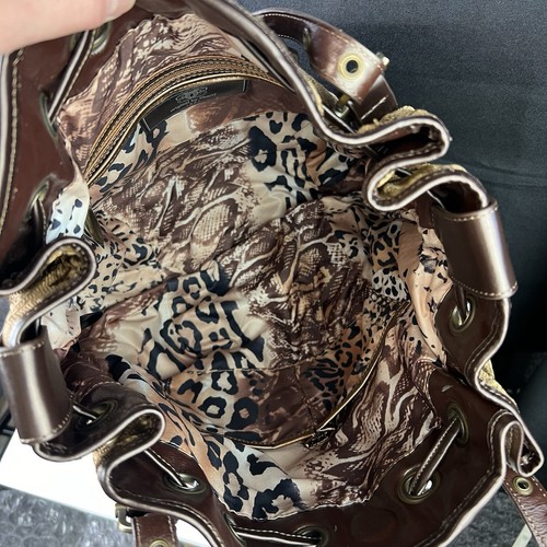 Sharif Brown Tan Leather Velvet Tassel Handbag Tote Purse - Picture 11 of 12
