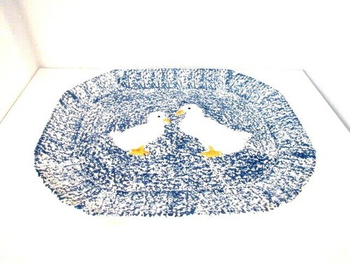 *VINTAGE DUCK CERAMIC PLATTER GAILSTYN-SUTTON JAPAN BLUE SPONGE - Picture 6 of 8