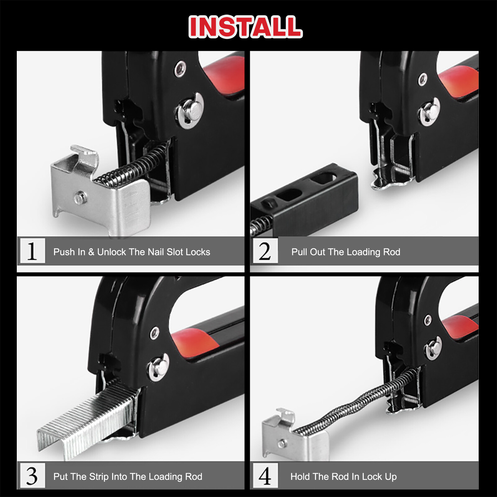 3 in 1 Manual Brad Nailer Power Adjustment Stapler Gun w/ Remover