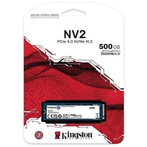 内蔵型SSD Kingston NV2 500GB M.2 SSD Kingston NV2 PCIe NVMe 500GB SNV2S/500G M.2 SSD 94% Lenovo Dell HP