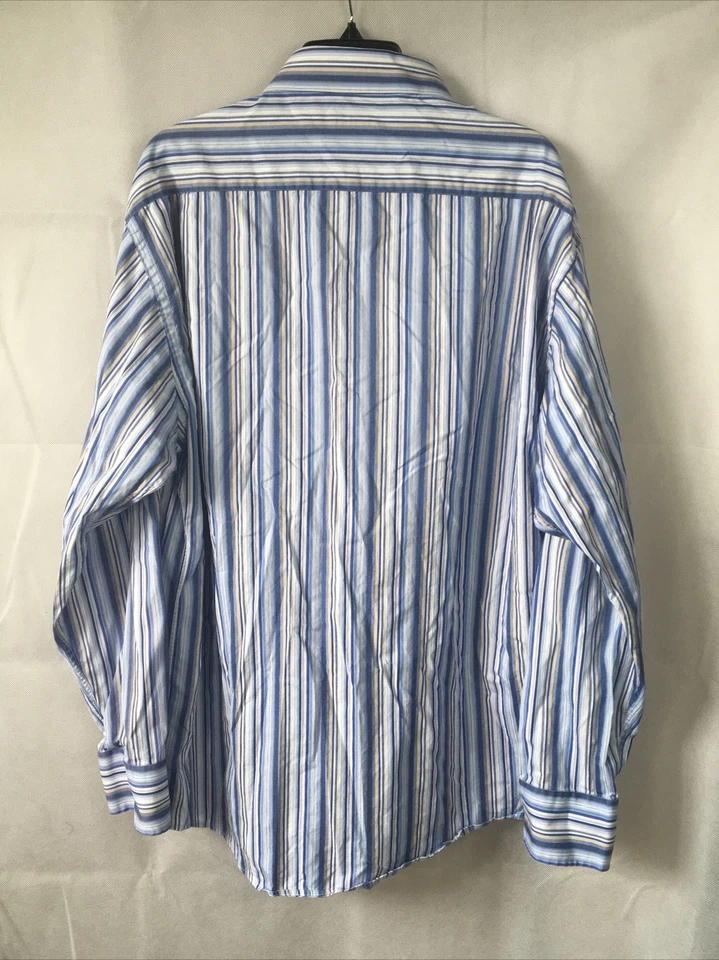 Camisa de vestir Alex Cannon azul a rayas algodón con botones talla XL Oxford Foto 2 de 4