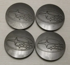 SET OF FOUR (4) SUBARU CENTER HUB CAP OEM LIGHT GRAY 28821SA030 2.25" DIAMETER
