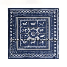 Sallys Boutique Pure Twill Silk Horses Print Square Necktie Collar Scarf 68cm