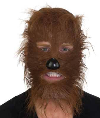 ADULT MENS BROWN WEREWOLF WOLF BEAR COSTUME FURRY FACE MASK WITH NOSE ANIMAL