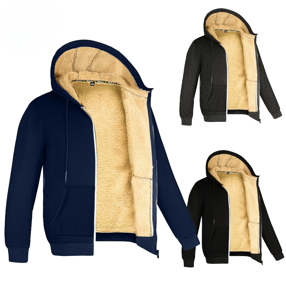 Thick Warm Fleece Zip Hoodie for Winter Plus Size Cozy Jacket