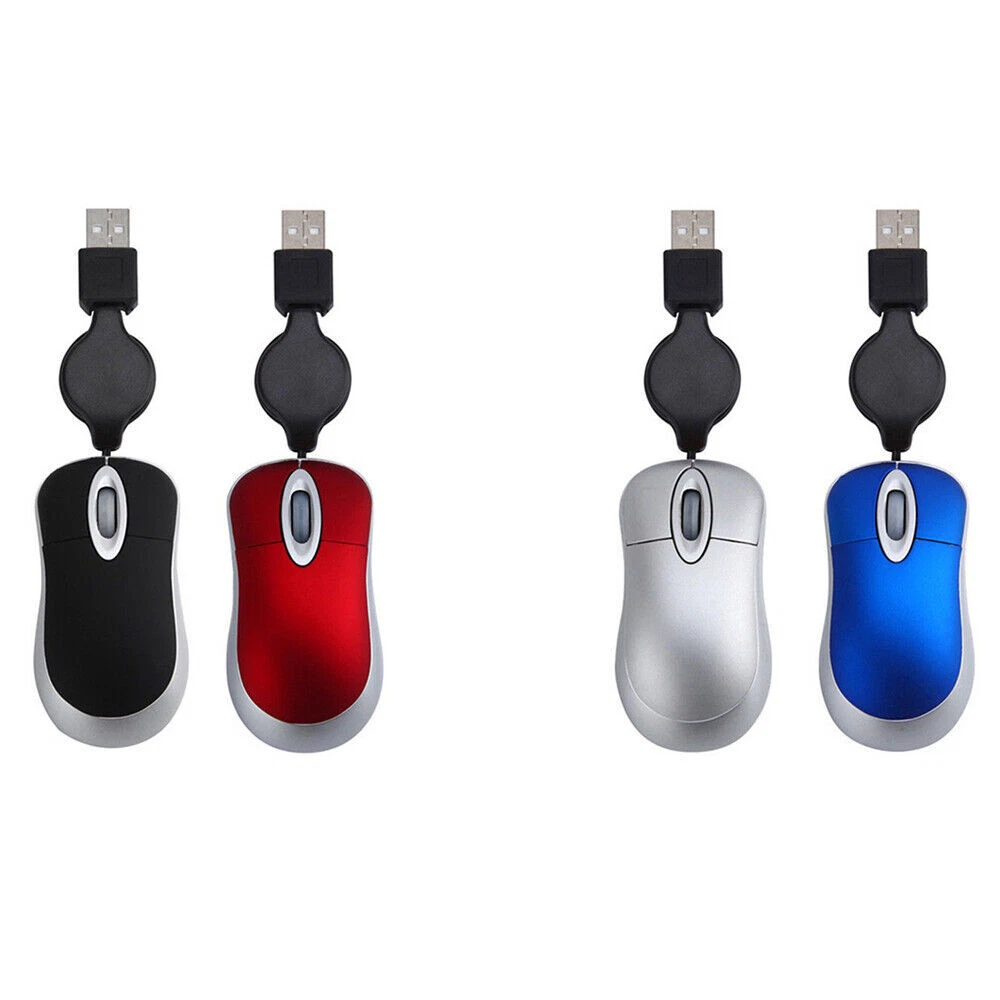 2.4GHz Retractable USB Mini Wired Optical Mouse Mice For Computer PC Laptop UK