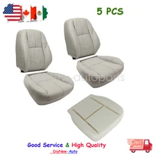 Front Leather Seat Cover Gray & Foam Cushion For 07-14 Chevy Silverado Sierra US