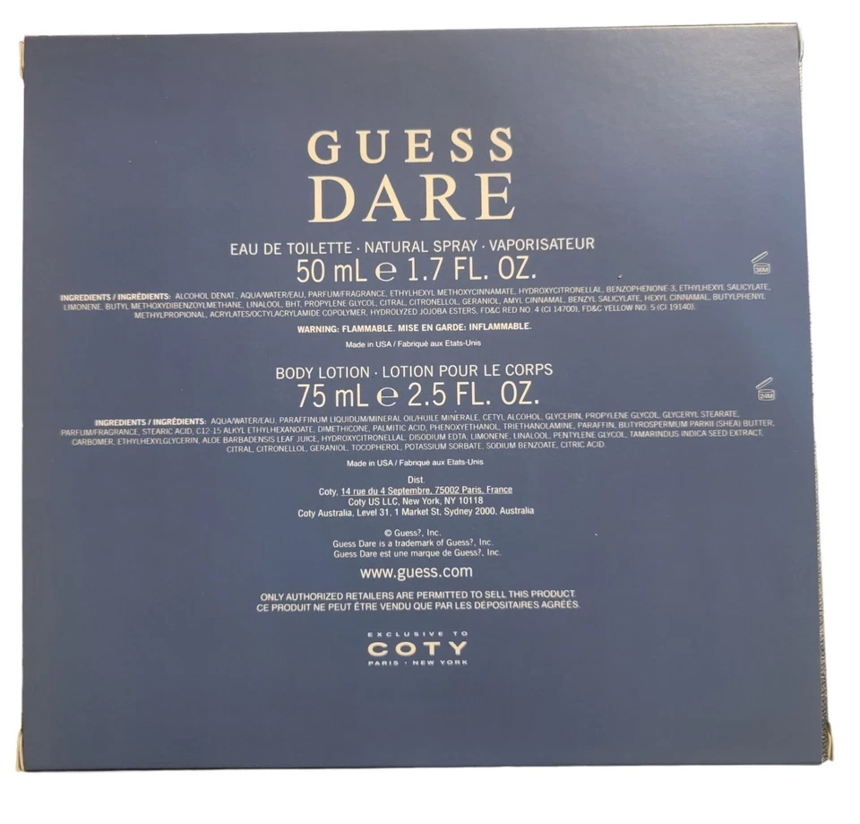 GUESS DARE by GUESS EDT Spray 1.7 Oz Body Lotion 2.5 Women Gift Set New In Box. - Image 2 of 2