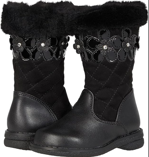 RACHEL SHOES TODDLER GIRL RIDING BOOT 8M RHINESTONES FUR BLACK NIB - Afbeelding 1 van 8