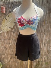 40s 50s Style Black High Waist Shorts 100 Rayon Pin Up Rockabilly