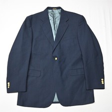 Vtg Stafford 46L Navy Blue Hopsack Gold Button Mens Blazer Sport Coat Jacket