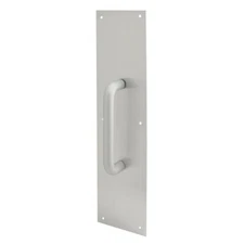 Prime-Line Door Pull Plate with Handle Satin Aluminum 4x16 Inch