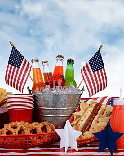 12er Pack kleine amerikanische Flaggen am Stick 5x8 Zoll US American Hand Stick Flaggen - Bild 2 von 7