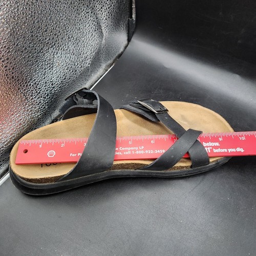 White Mountain Footbeds Powerful Slide Leather Sandals Size 7.5M Black Rugged - Picture 8 of 11