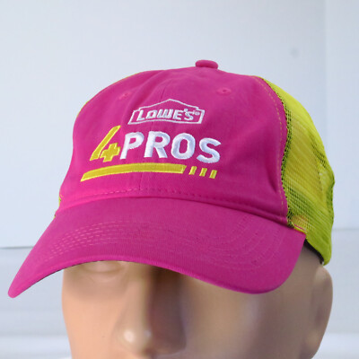 #ad Lowes 4 Pros Womens Strapback Hat Pink Yellow Contractors Construction $14.99