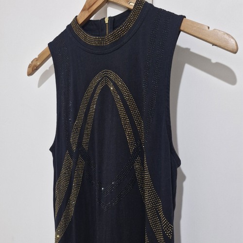 Sass And Bide RRP $350 Size 6 XXS Black Maxi Dress Embellished Gold Rhinestones - Picture 21 of 24