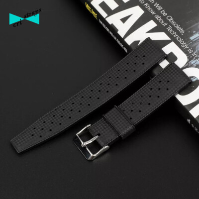 Cinturino Tropical 20 Mm Nero Silicone Vintage Per Subacquei – Adatto A Rolex, Omega, Universale