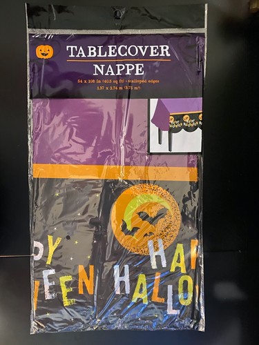 Halloween Plastic Tablecover Nappe Party Table Cover 54 x 108" Pumpkin Ghosts - Picture 4 of 11