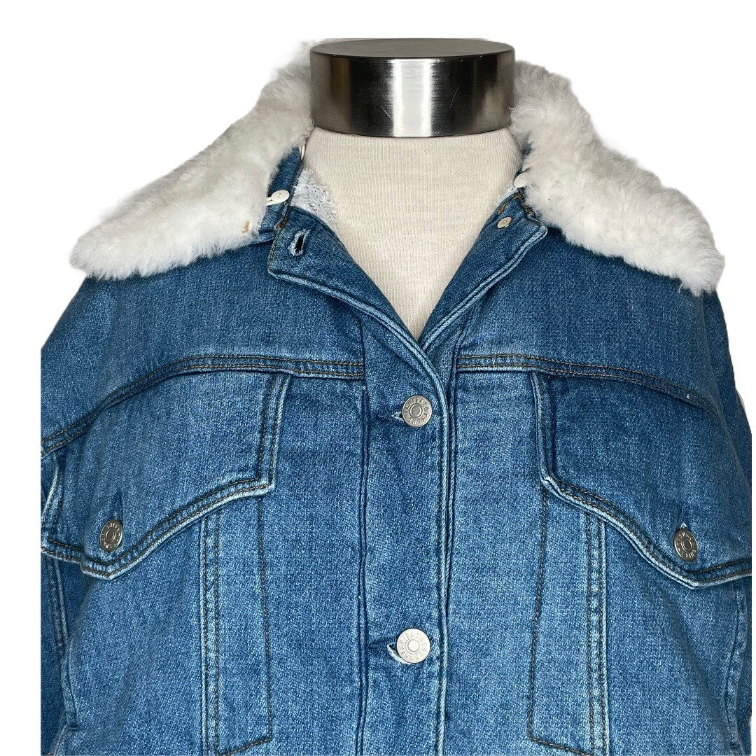 Tsumori Chisato Cropped Jean Jacket / Cape w /Removal Faux Fur