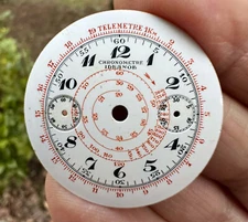 Vintage Idranob Porcelain Chronometer Dial Original 35mm Landeron Hahn 1930s