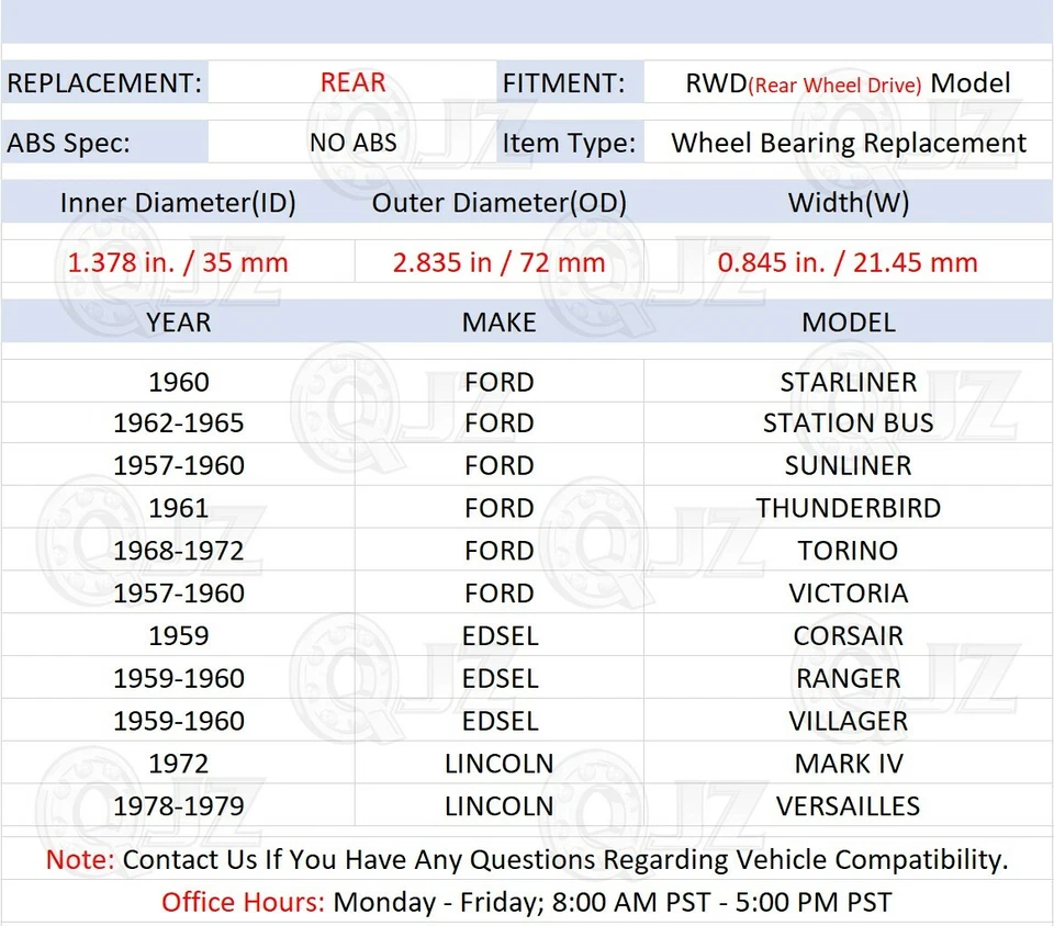 [Paquete de 2] Cojinete trasero RW207CCRA con cuello de bloqueo para Ford Station Bus 1962-1965 Foto 2 de 4