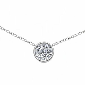 1-00-ct-Round-Bezel-Solitaire-14k-White-Gold-Over-Diamond-Pendant-With-18-034-Chain
