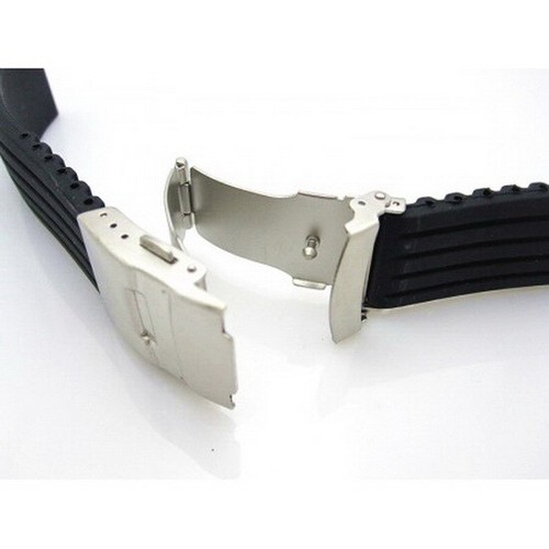 HNS Silicone Soft Rubber Diver Black/Orange SS Watch Replacement Strap/Band - Picture 17 of 24