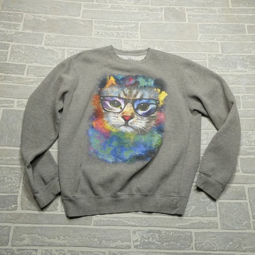 Return To Sender Katze Sweatshirt Damen XL grau Fleece Rundhals Grafikdruck