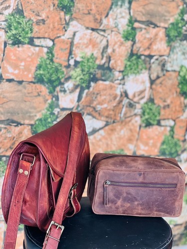 Bolso Tote De Hombro Hippie Vintage De Cuero Genuino Para Damas 2 En 1 Combo - Imagen 4 de 6