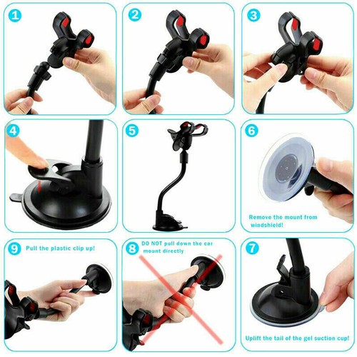 In Car Phone Holder 360° Rotatable iPhone Mobile Phone Suction Universal Mount - Zdjęcie 3 z 13