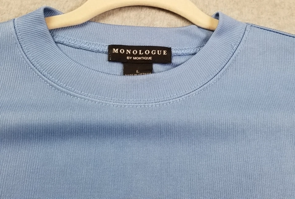 Camiseta Montique Monologue Para Hombre Grande L Azul Mangas Cortas Crew Elastizada Slinky Foto 2 de 4